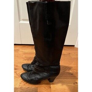 Nine West Black Leather NWMora Cylinder High Heel Boots Size 7M